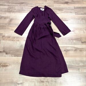 Sugar Candy Mountain Emma Wrap Dress Sz XS/S 100% Linen Made USA lagenlook boho